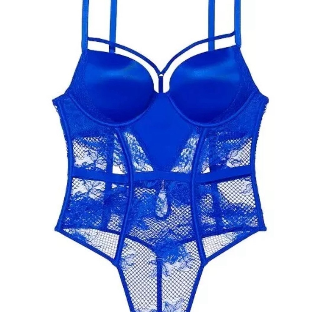 NWT Victoria’s Secret 💝 Very Sexy Bombshell Teddy in Royal Blue Floral Lace